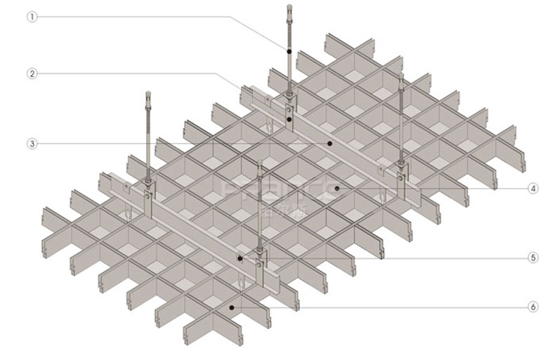 鋁格柵天花安裝示意圖